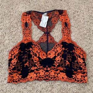 Navy-Rust Lace Bralette